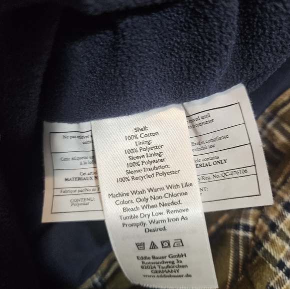 Eddie Bauer Men's Sherpa Lined Flannel Shirt Jacket Olive Green Plaid Size M - Picture 6 of 7